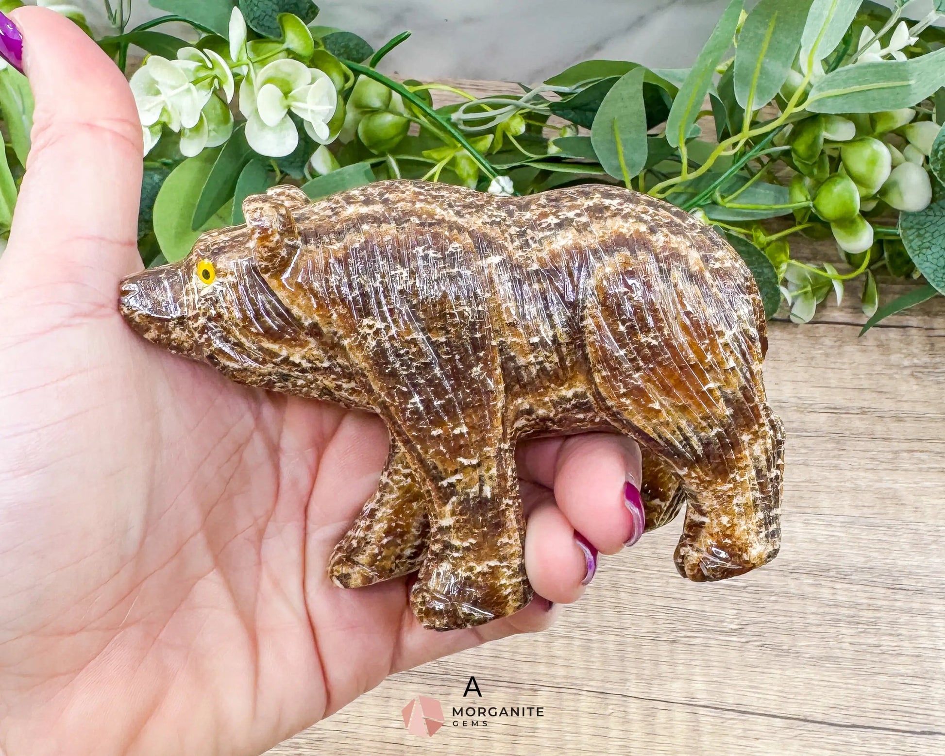 Hand-Carved Soapstone Bear – 3’’ Tall Natural Stone Figurine - Metaphysical Crystals