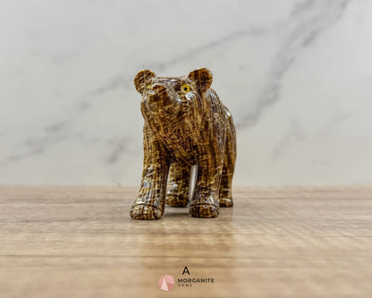 Hand-Carved Soapstone Bear – 3’’ Tall Natural Stone Figurine - Metaphysical Crystals