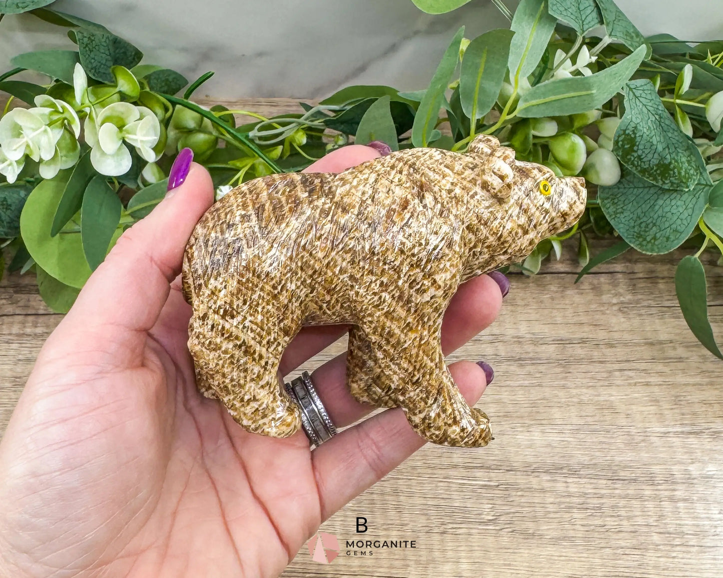 Hand-Carved Soapstone Bear – 3’’ Tall Natural Stone Figurine - Metaphysical Crystals