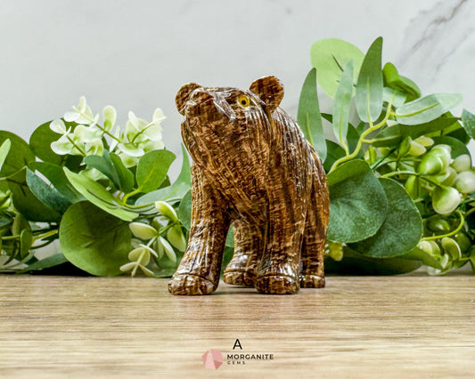 Hand-Carved Soapstone Bear – 3’’ Tall Natural Stone Figurine - A - Metaphysical Crystals