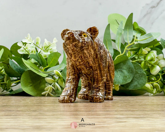 Hand-Carved Soapstone Bear – 3’’ Tall Natural Stone Figurine - A - Metaphysical Crystals