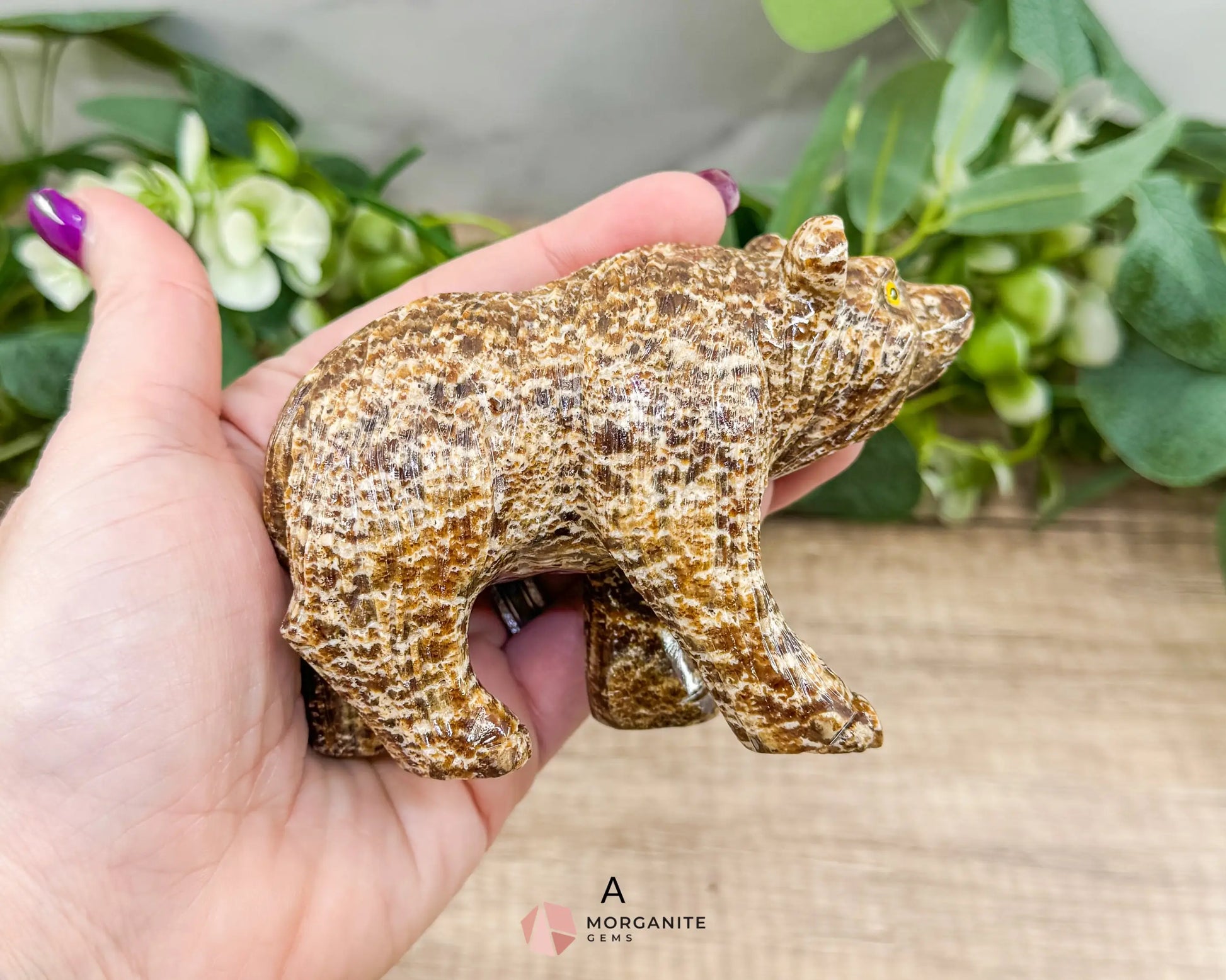 Hand-Carved Soapstone Bear – 3’’ Tall Natural Stone Figurine - Metaphysical Crystals