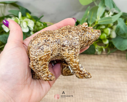 Hand-Carved Soapstone Bear – 3’’ Tall Natural Stone Figurine - Metaphysical Crystals