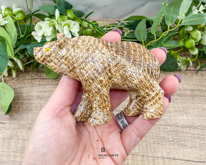 Hand-Carved Soapstone Bear – 3’’ Tall Natural Stone Figurine - Metaphysical Crystals