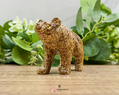 Hand-Carved Soapstone Bear – 3’’ Tall Natural Stone Figurine - B - Metaphysical Crystals