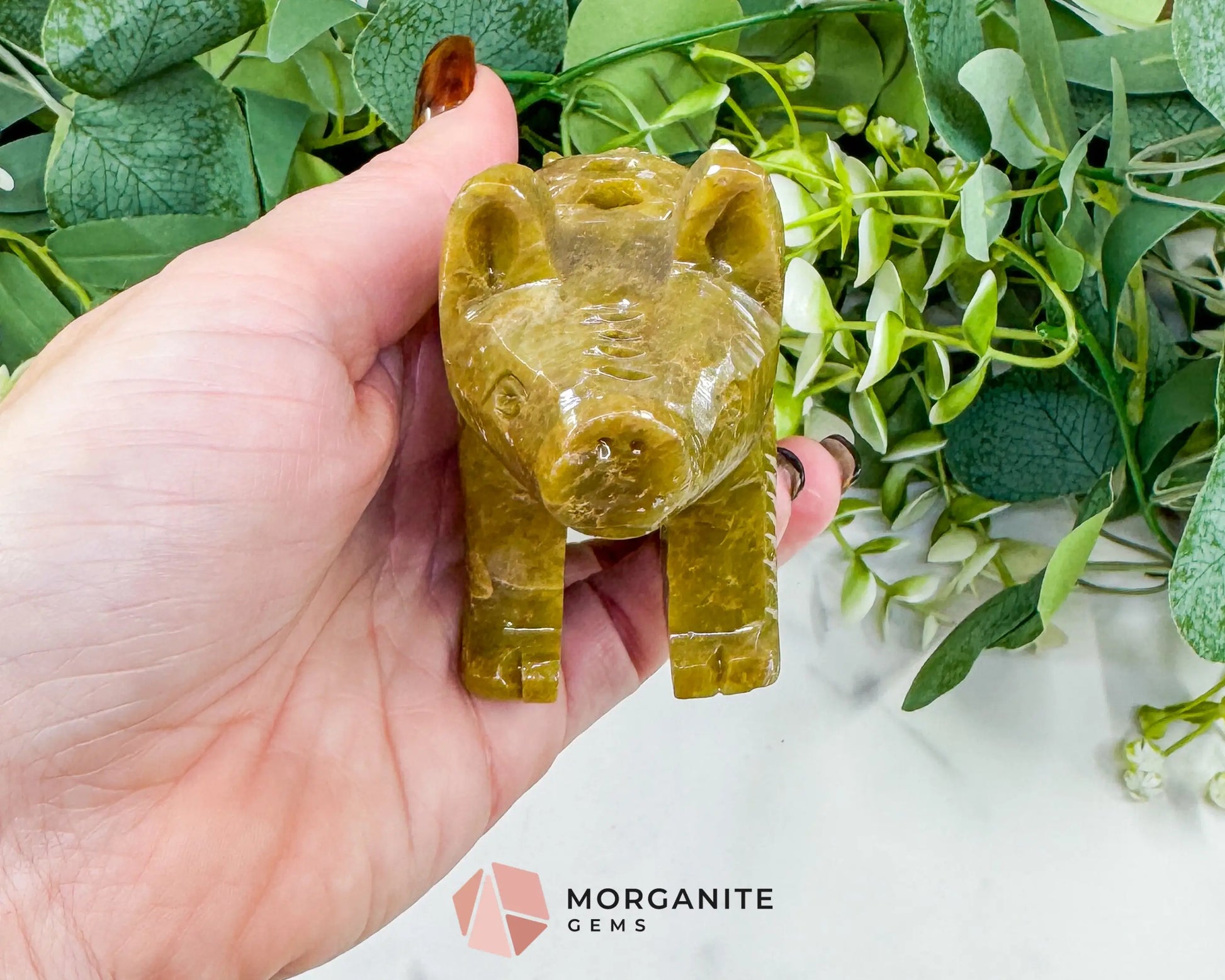 Hand-Carved Soapstone Undercut Pig (8oz) – Indian Artisan Stone Sculpture for Abundance & Good Fortune - Metaphysical