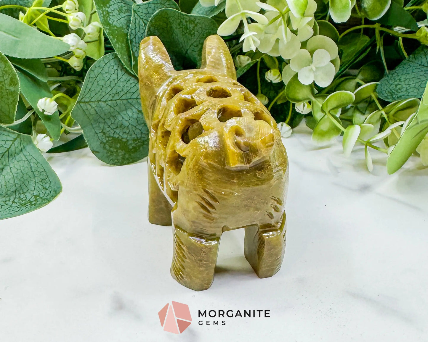 Hand-Carved Soapstone Undercut Pig (8oz) – Indian Artisan Stone Sculpture for Abundance & Good Fortune - Metaphysical