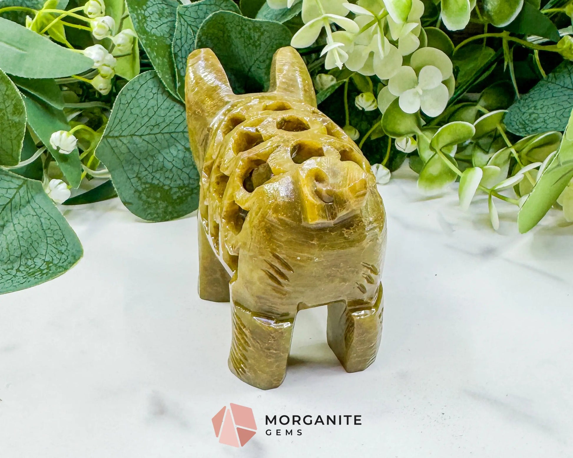 Hand-Carved Soapstone Undercut Pig (8oz) – Indian Artisan Stone Sculpture for Abundance & Good Fortune - Metaphysical