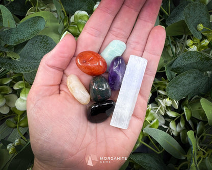 Aries Zodiac Crystal Set | 6 Gemstones + Selenite Spiral Cage & Gift Box - Metaphysical Crystals