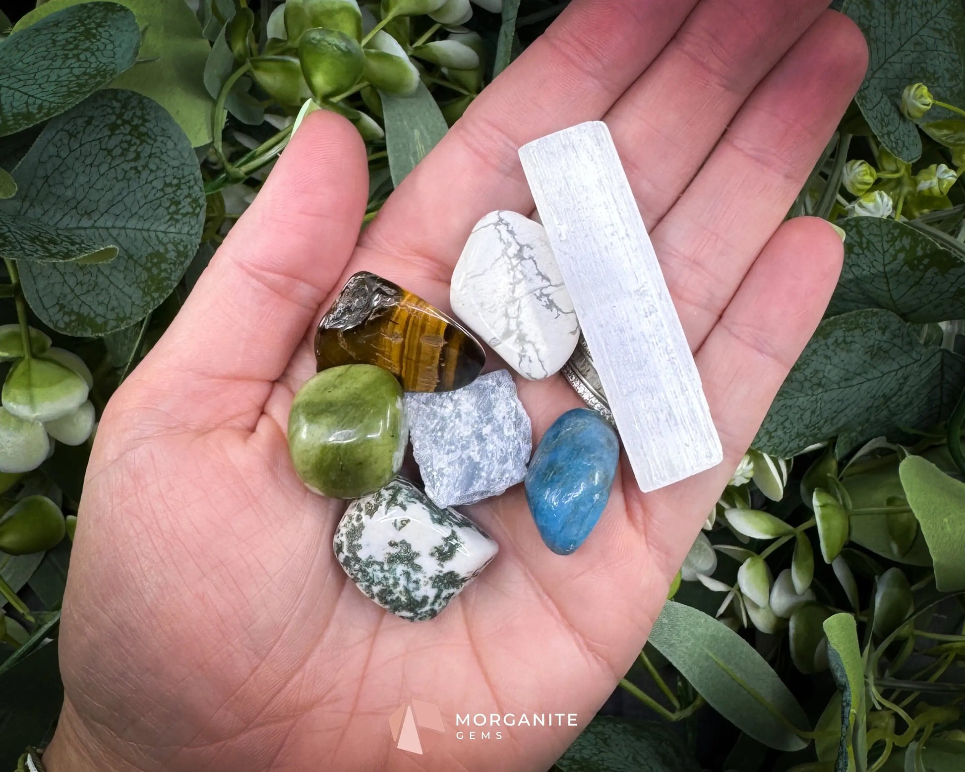 Gemini Zodiac Crystal Set | 6 Gemstones + Selenite Spiral Cage & Gift Box - Metaphysical Crystals