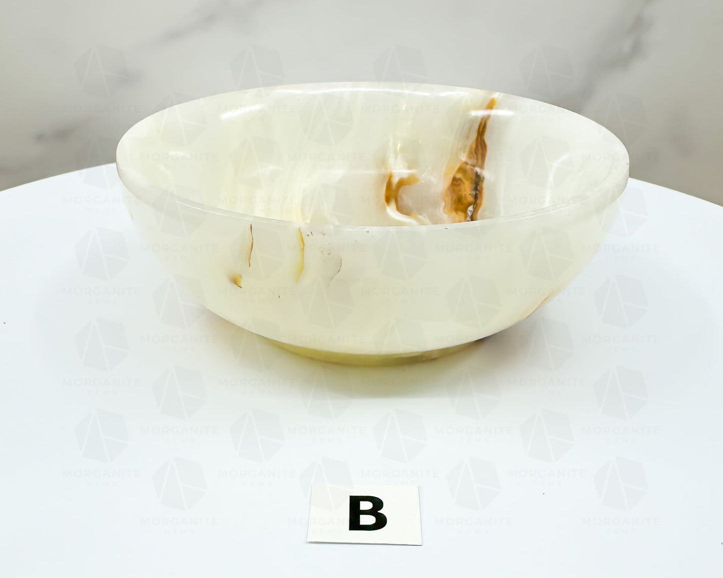 Handcrafted 4-Inch Onyx Bowl – Unique Natural Stone Decor-Morganite Gems