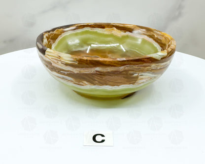 Handcrafted 4-Inch Onyx Bowl – Unique Natural Stone Decor-Morganite Gems