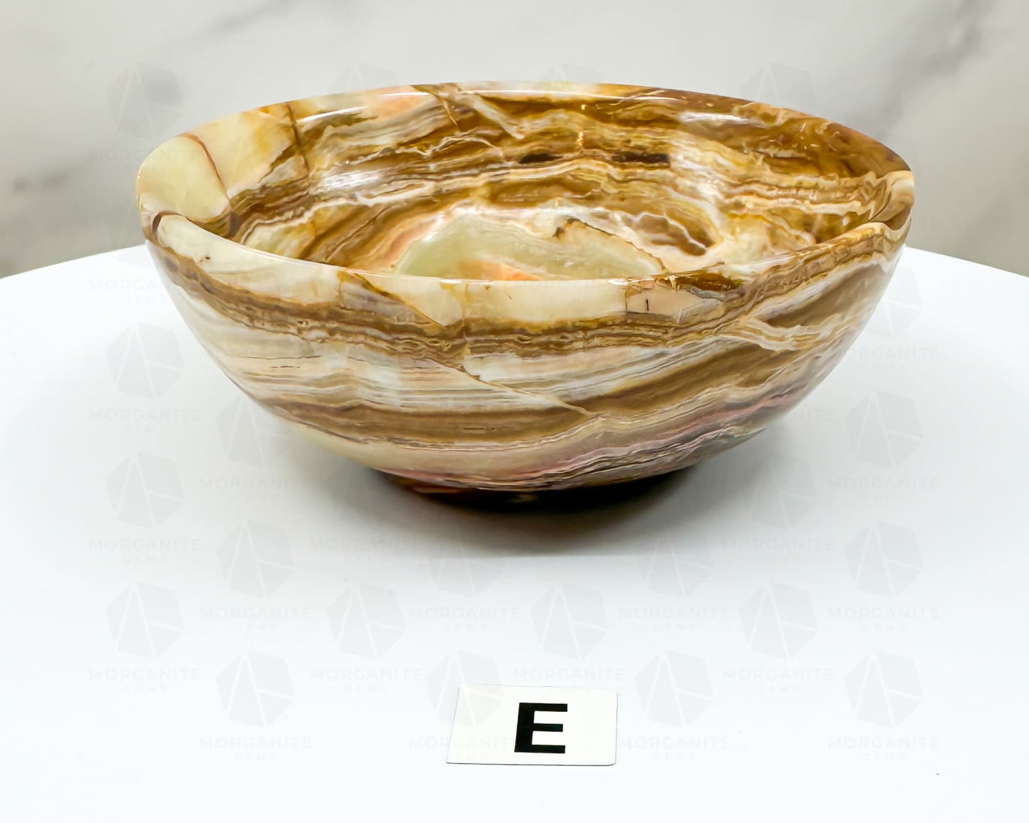 Handcrafted 4-Inch Onyx Bowl – Unique Natural Stone Decor-Morganite Gems