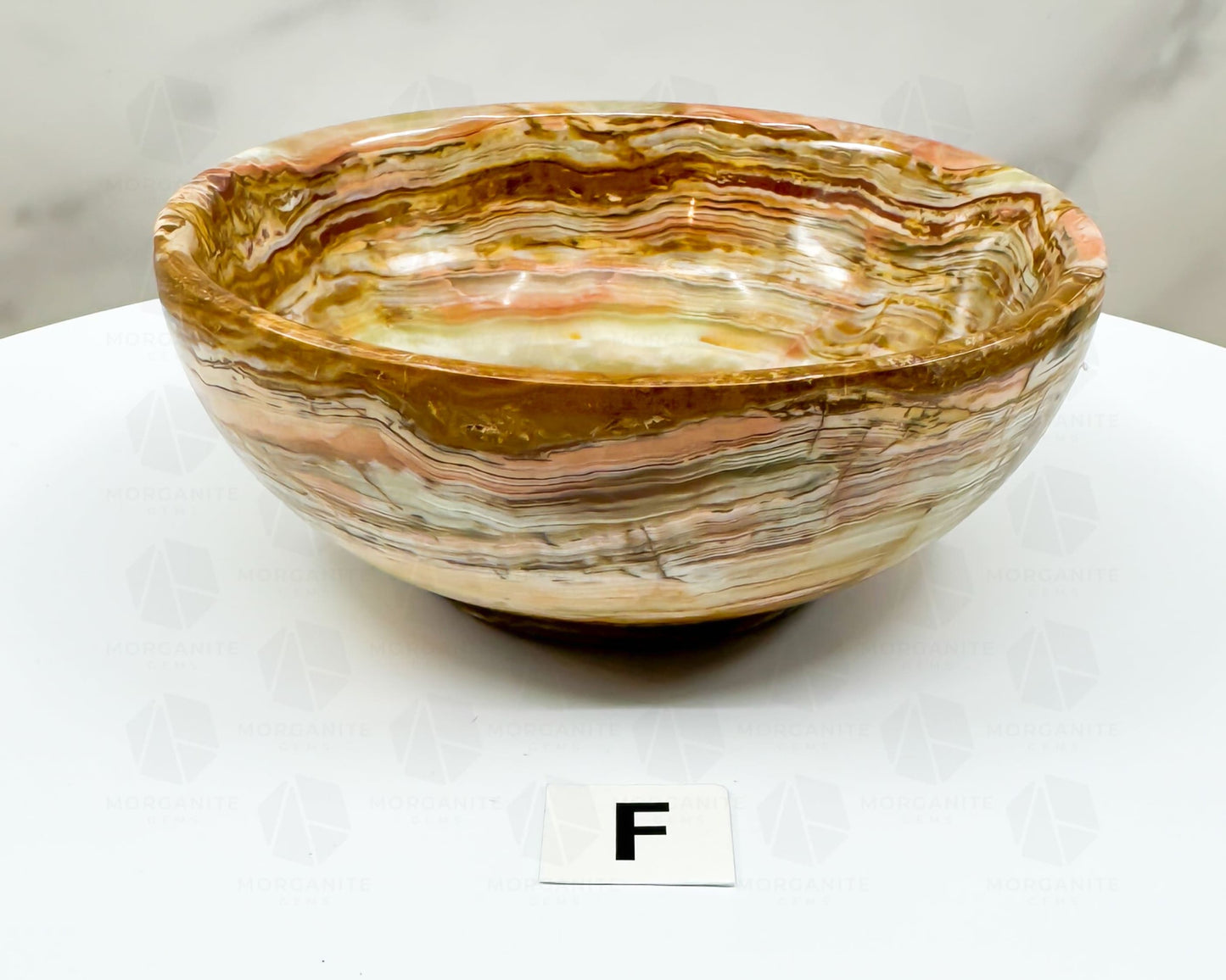 Handcrafted 4-Inch Onyx Bowl – Unique Natural Stone Decor-Morganite Gems