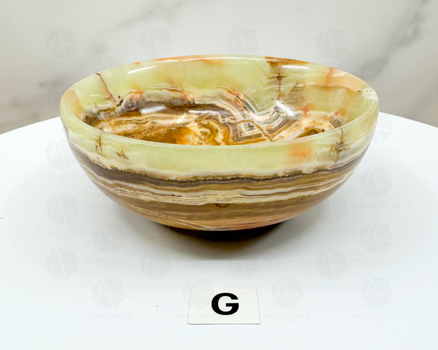 Handcrafted 4-Inch Onyx Bowl – Unique Natural Stone Decor-Morganite Gems