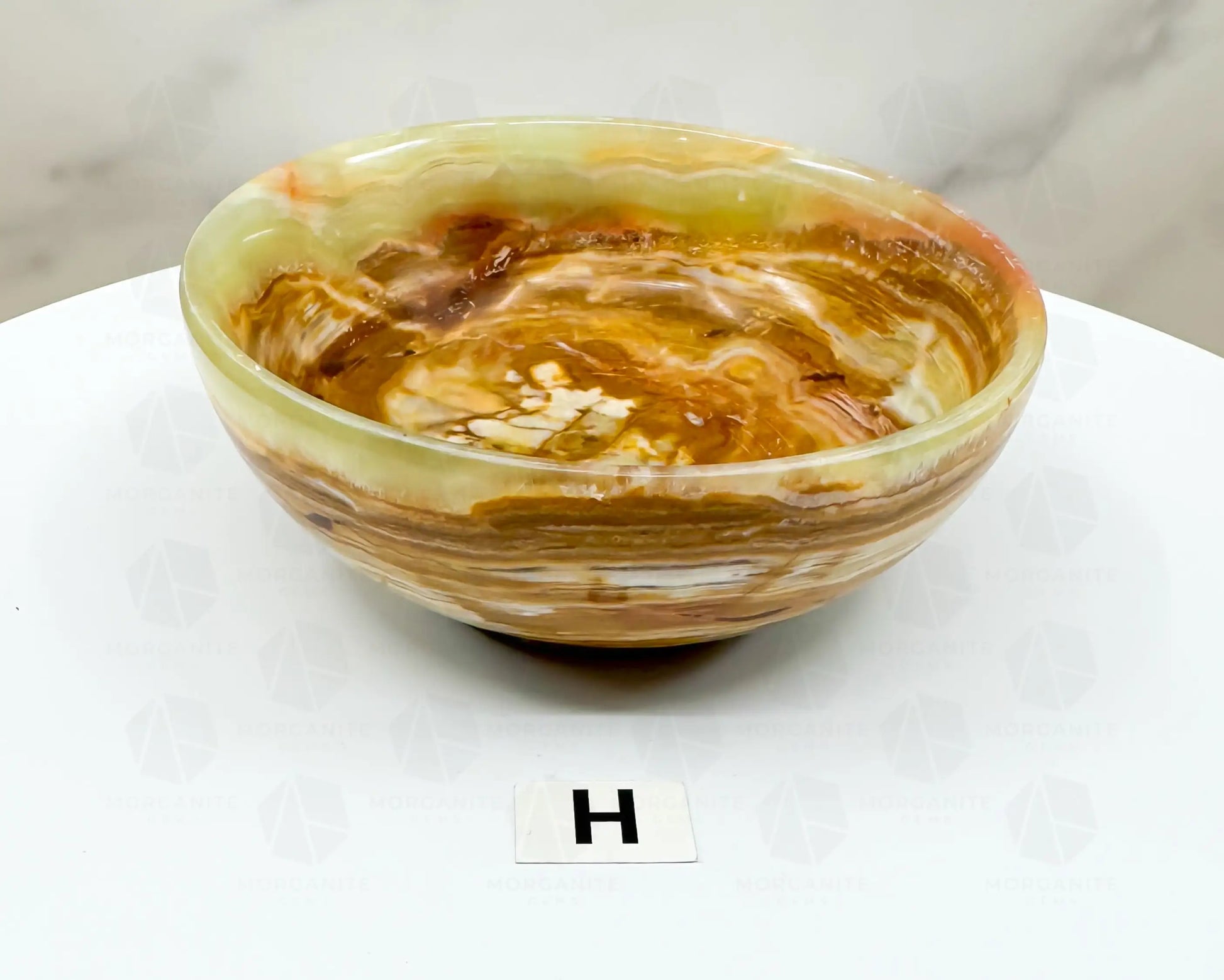 Handcrafted 4-Inch Onyx Bowl – Unique Natural Stone Decor-Morganite Gems