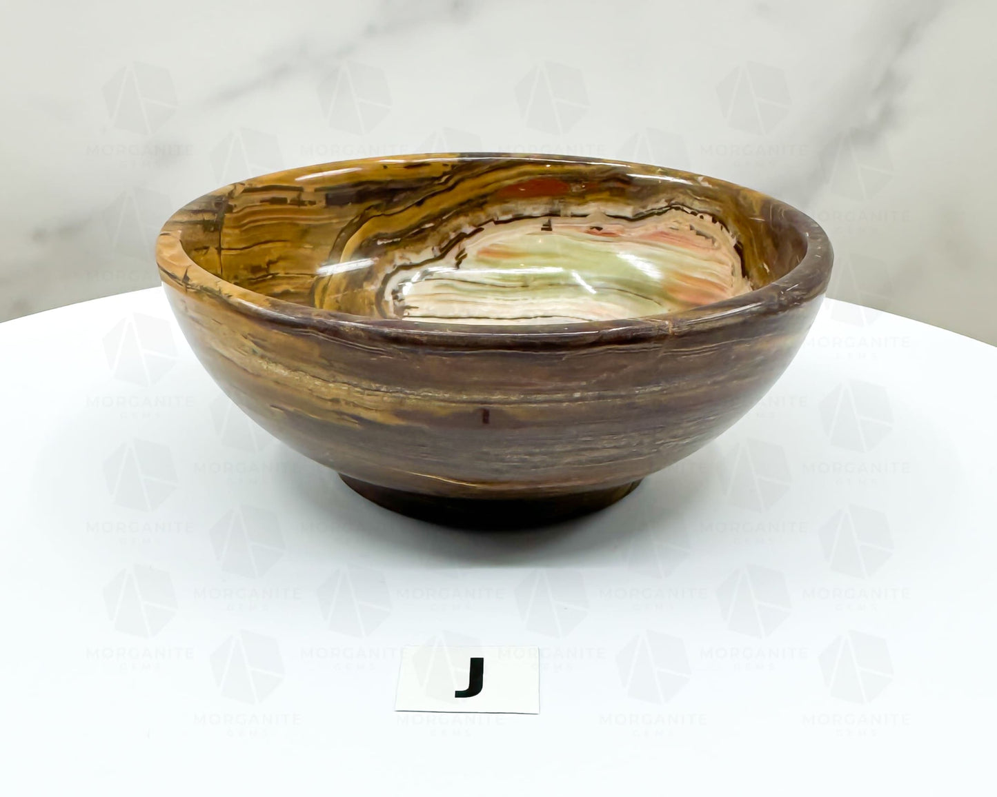 Handcrafted 4-Inch Onyx Bowl – Unique Natural Stone Decor-Morganite Gems