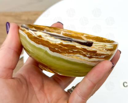 Handcrafted 4-Inch Onyx Bowl – Unique Natural Stone Decor-Morganite Gems