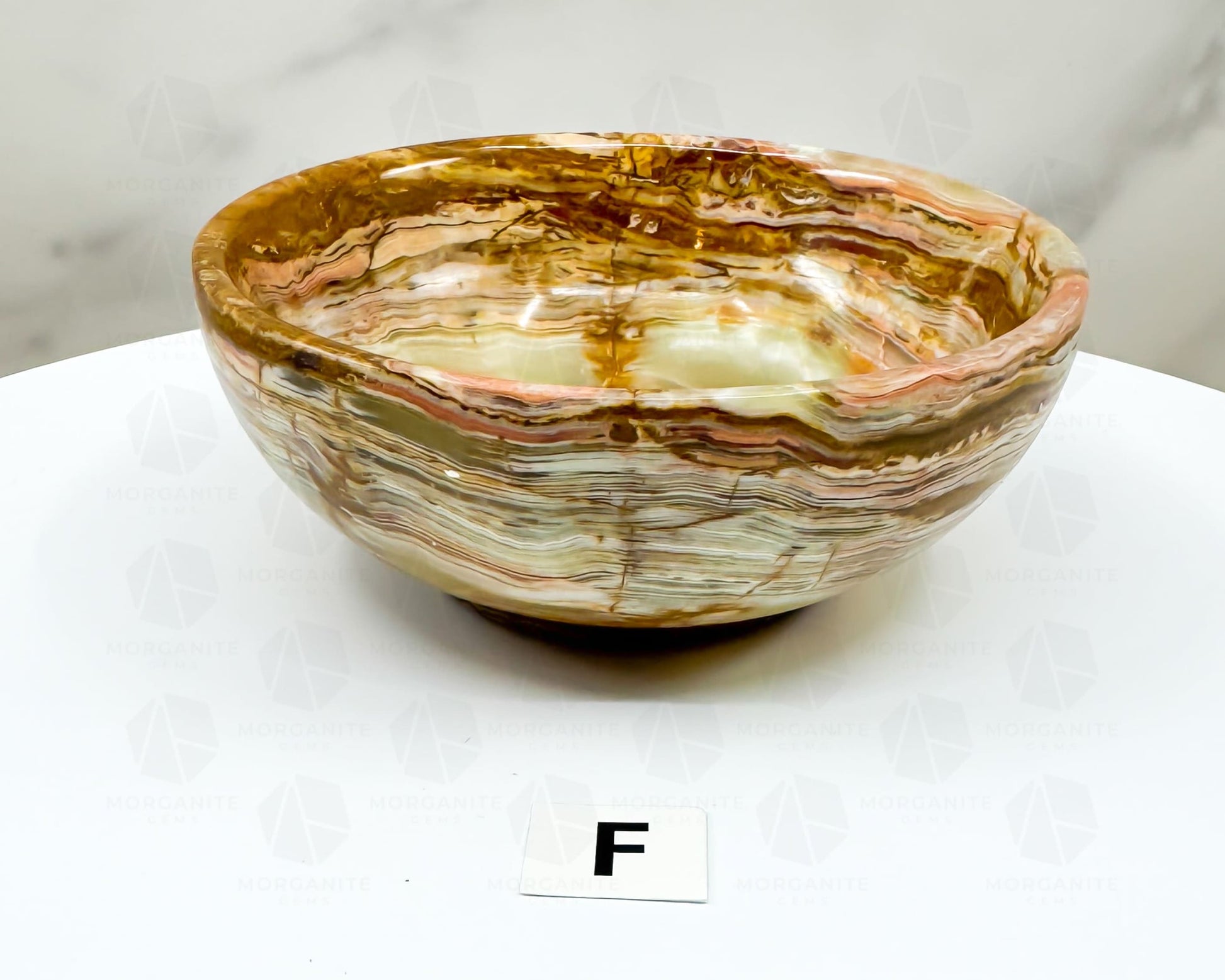 Handcrafted 4-Inch Onyx Bowl – Unique Natural Stone Decor-Morganite Gems