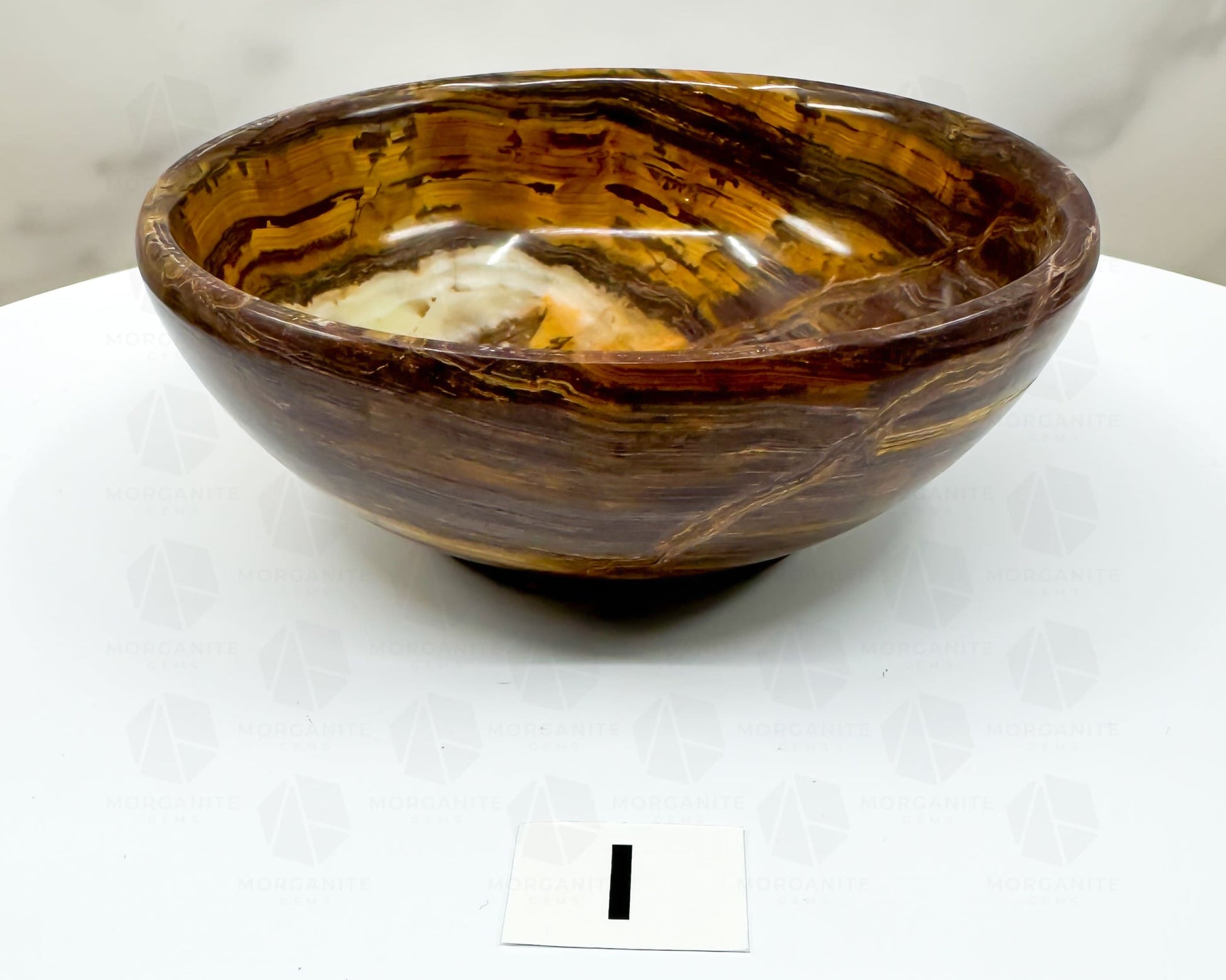 Handcrafted 4-Inch Onyx Bowl – Unique Natural Stone Decor-Morganite Gems