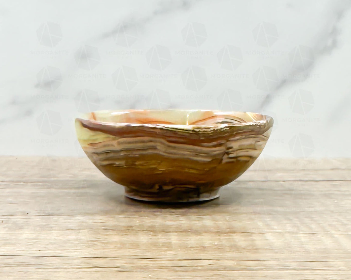 Handcrafted 4-Inch Onyx Bowl – Unique Natural Stone Decor-Morganite Gems