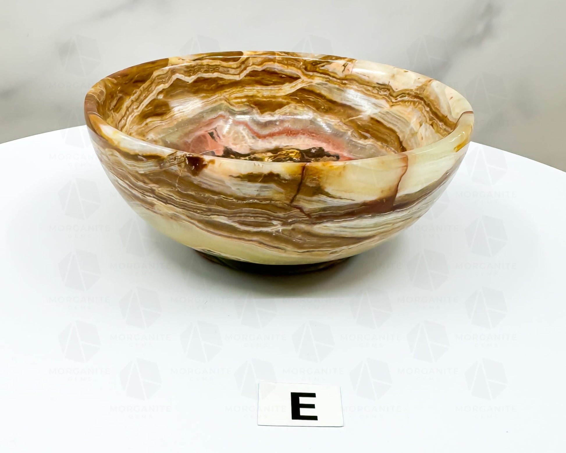 Handcrafted 4-Inch Onyx Bowl – Unique Natural Stone Decor-Morganite Gems