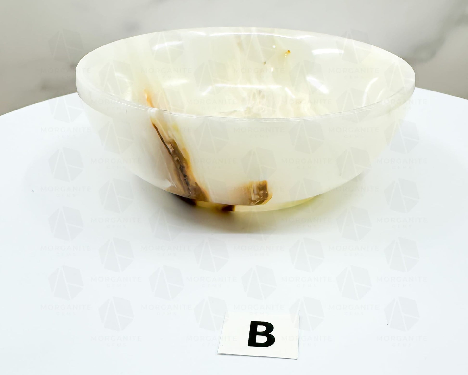 Handcrafted 4-Inch Onyx Bowl – Unique Natural Stone Decor-Morganite Gems