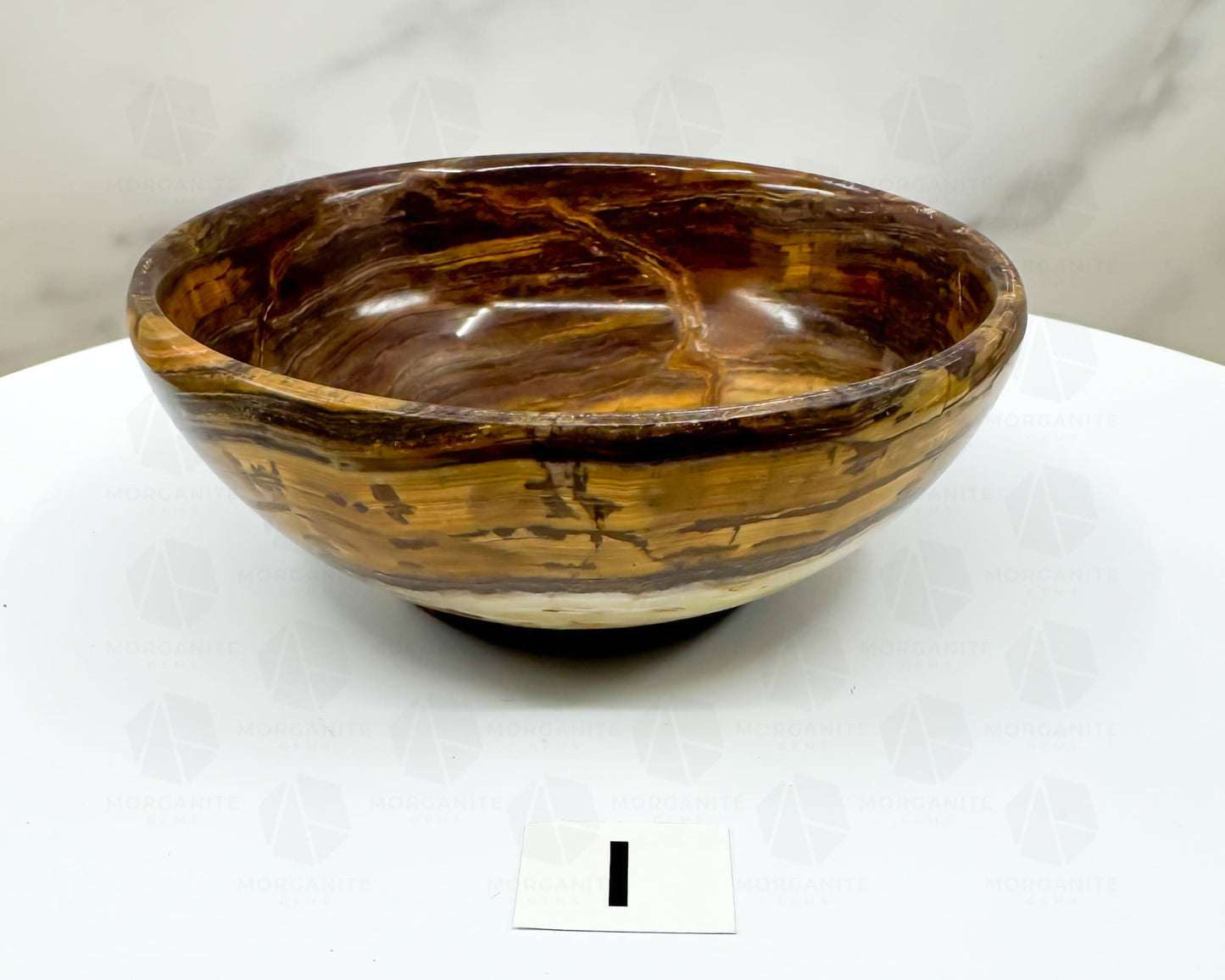 Handcrafted 4-Inch Onyx Bowl – Unique Natural Stone Decor-Morganite Gems