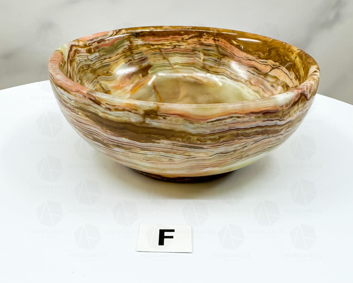 Handcrafted 4-Inch Onyx Bowl – Unique Natural Stone Decor-Morganite Gems