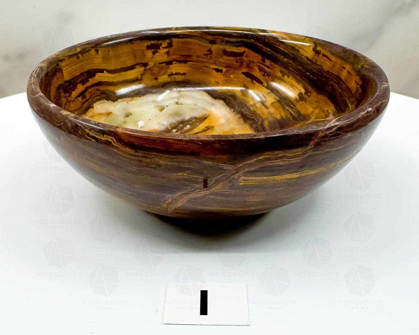 Handcrafted 4-Inch Onyx Bowl – Unique Natural Stone Decor-Morganite Gems