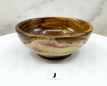 Handcrafted 4-Inch Onyx Bowl – Unique Natural Stone Decor-Morganite Gems