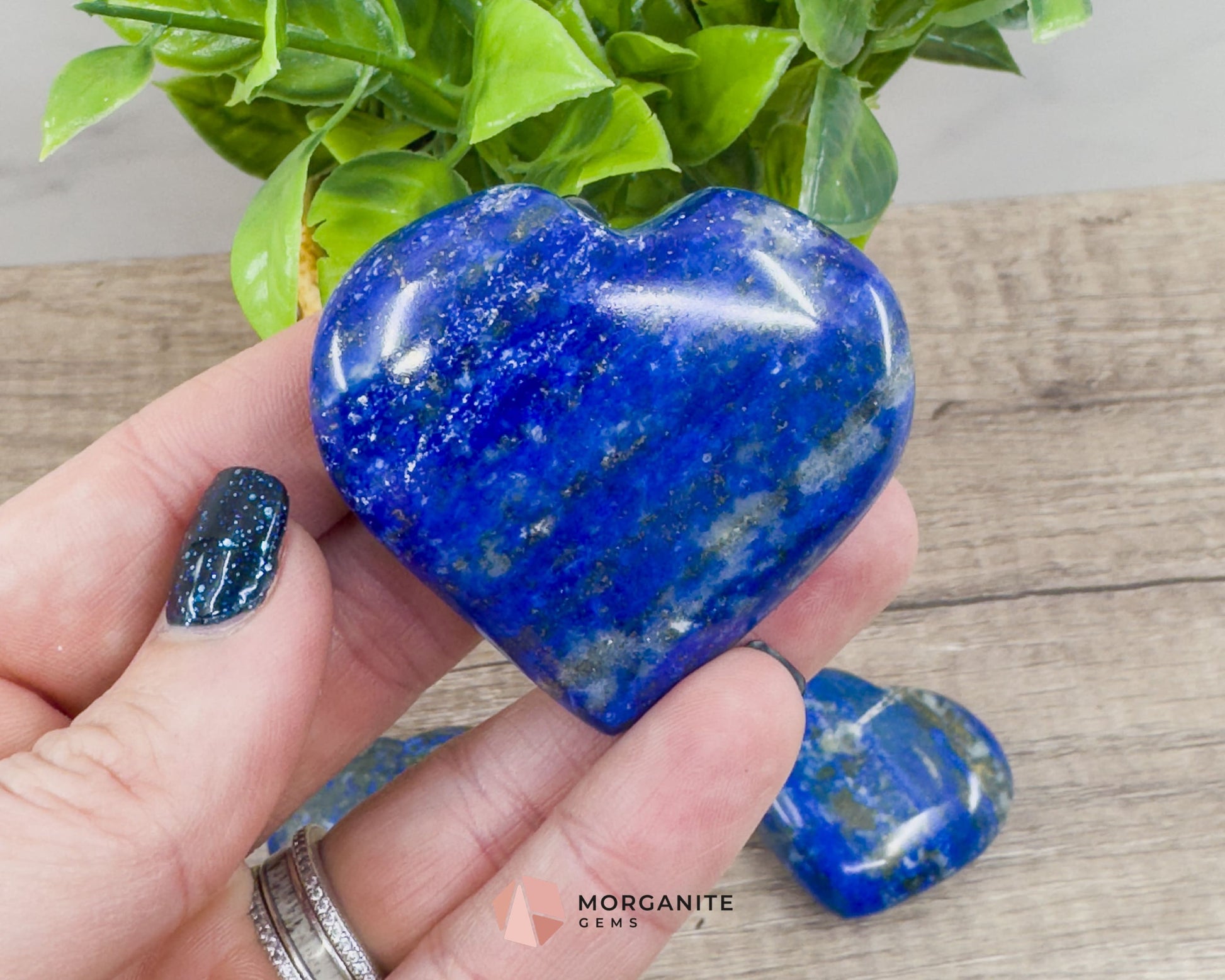 Handcrafted Lapis Lazuli Hearts – Beautiful Polished Crystal Decor-Morganite Gems