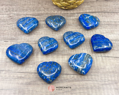 Handcrafted Lapis Lazuli Hearts – Beautiful Polished Crystal Decor-Morganite Gems