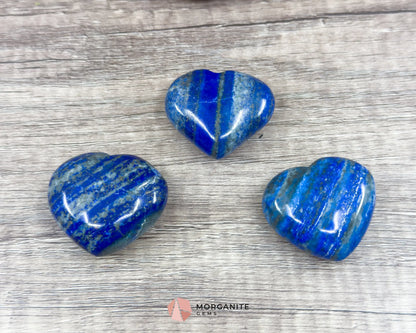 Handcrafted Lapis Lazuli Hearts – Beautiful Polished Crystal Decor-Morganite Gems