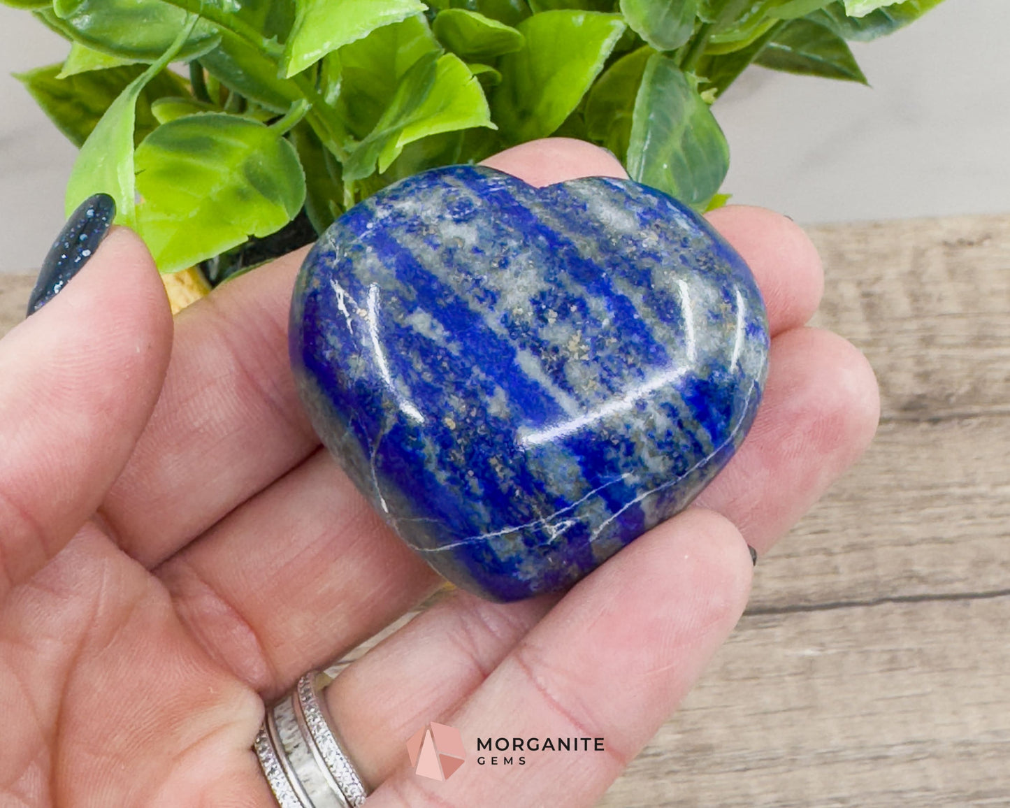 Handcrafted Lapis Lazuli Hearts – Beautiful Polished Crystal Decor-Morganite Gems