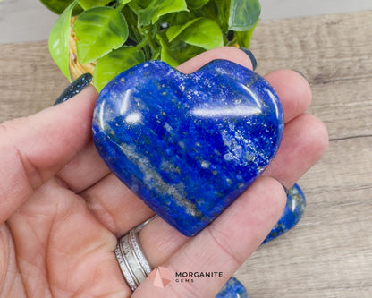 Handcrafted Lapis Lazuli Hearts – Beautiful Polished Crystal Decor-Morganite Gems