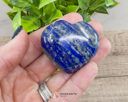 Handcrafted Lapis Lazuli Hearts – Beautiful Polished Crystal Decor-Morganite Gems