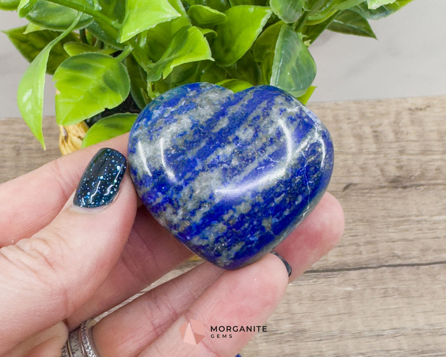 Handcrafted Lapis Lazuli Hearts – Beautiful Polished Crystal Decor-Morganite Gems