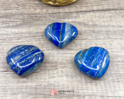 Handcrafted Lapis Lazuli Hearts – Beautiful Polished Crystal Decor-Morganite Gems