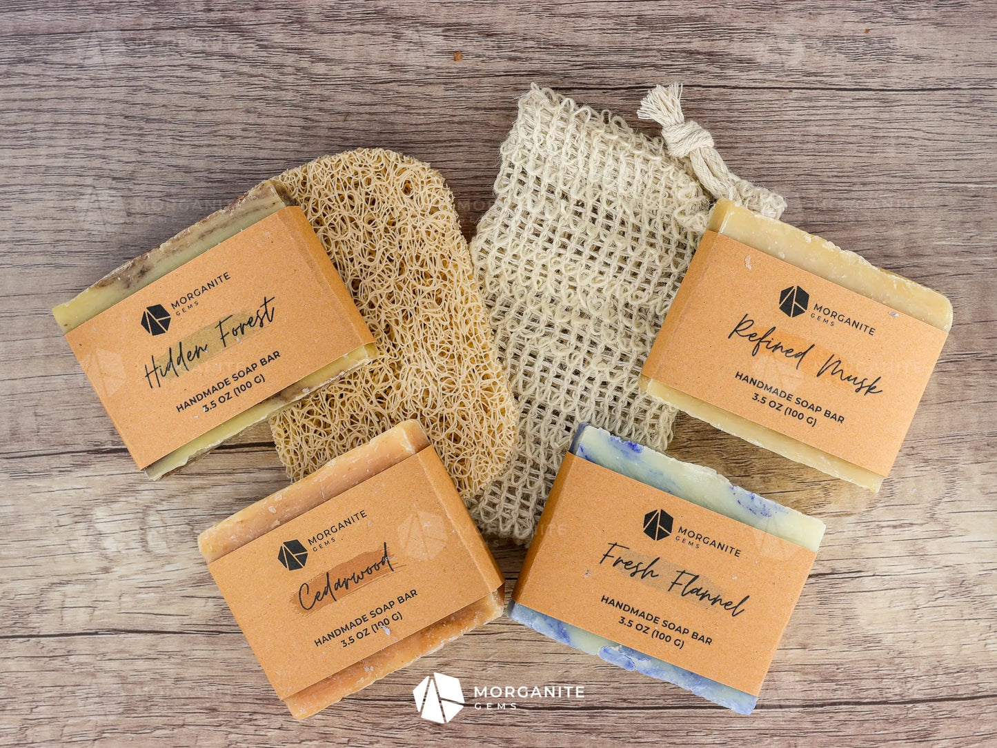 Handmade Soap Bar with Essential Oils and Shea Butter-Morganite Gems