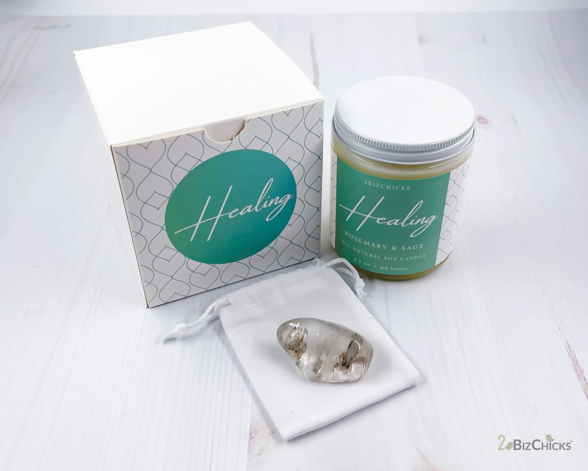 Healing Scented Candle with Crystal-Morganite Gems