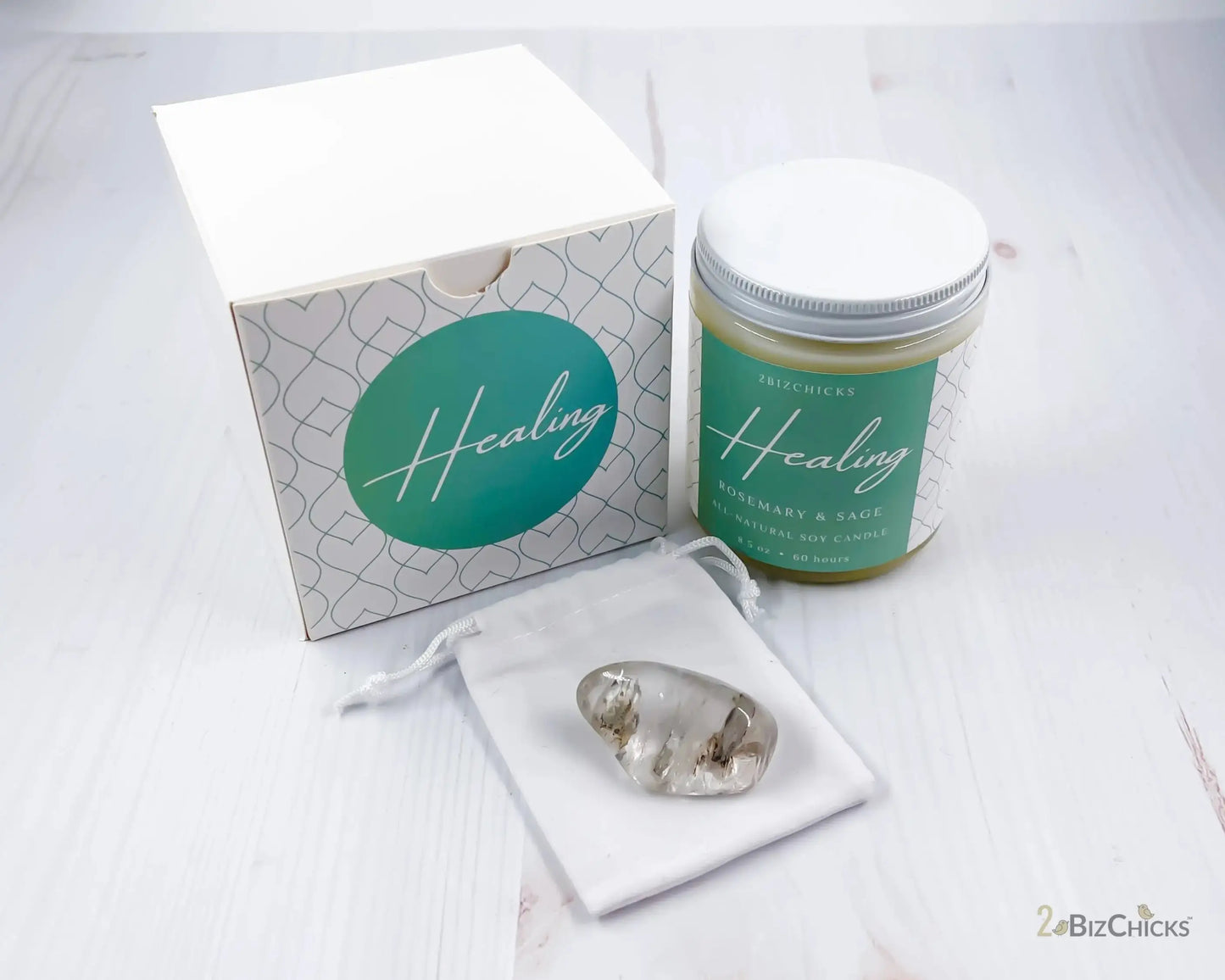 Healing Scented Candle with Crystal-Morganite Gems