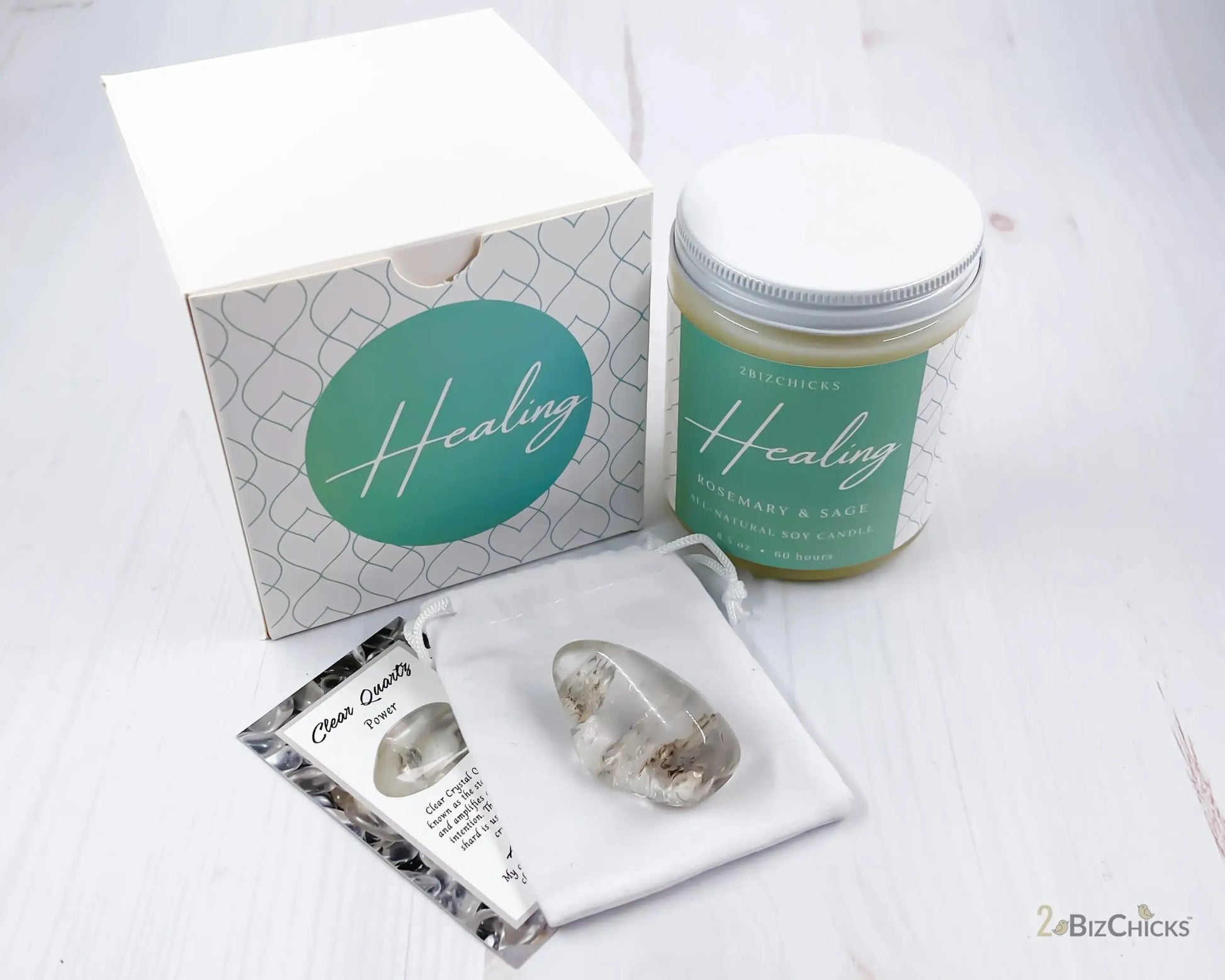 Healing Scented Candle with Crystal-Morganite Gems