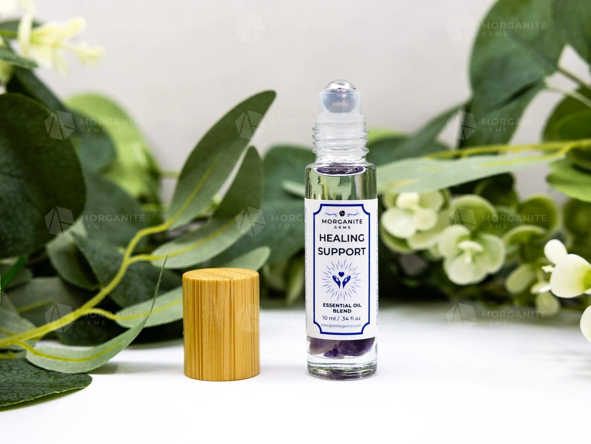 Healing Support Roll-On Essential Oil Blend-Morganite Gems