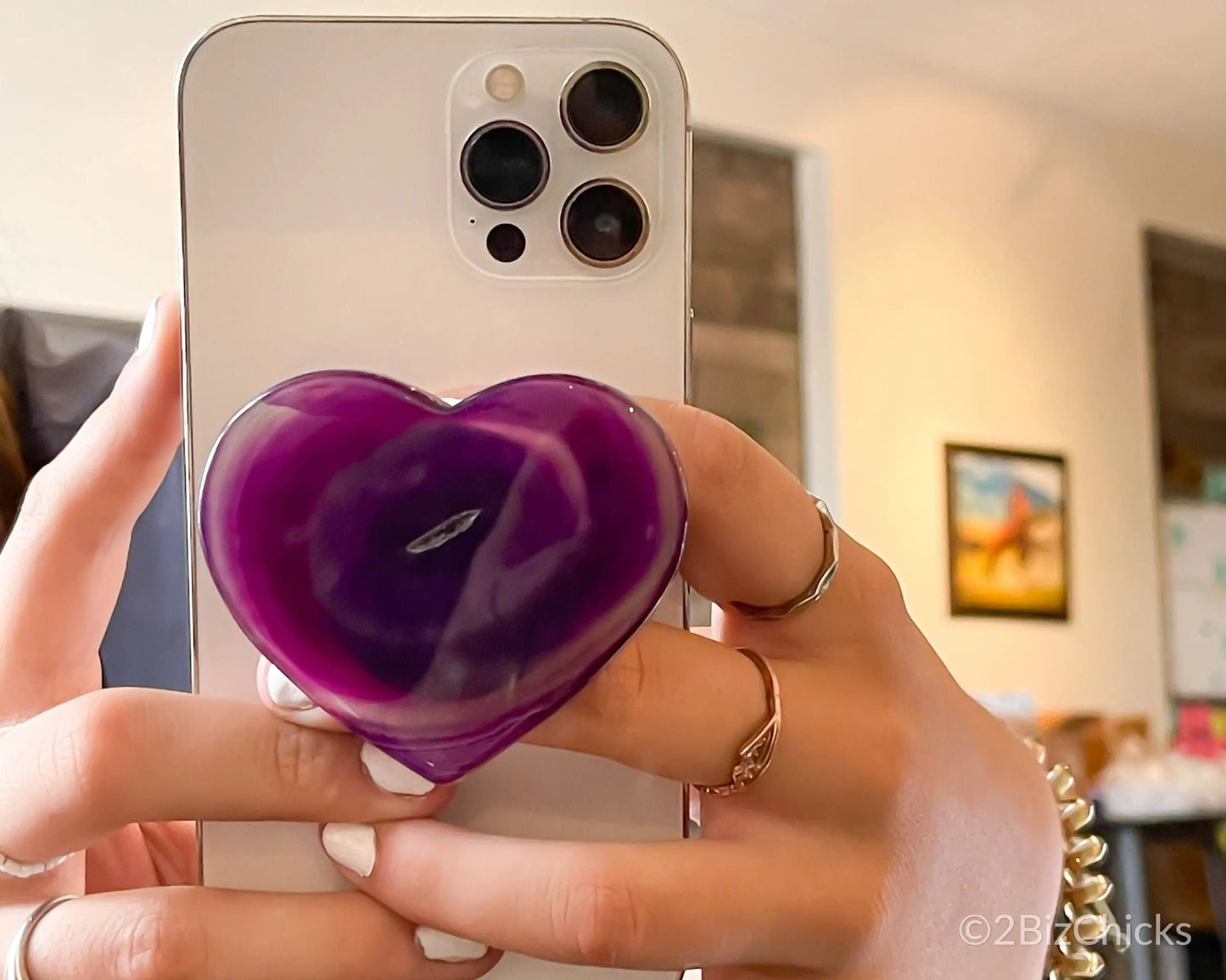 Heart Agate Phone Grip-Morganite Gems