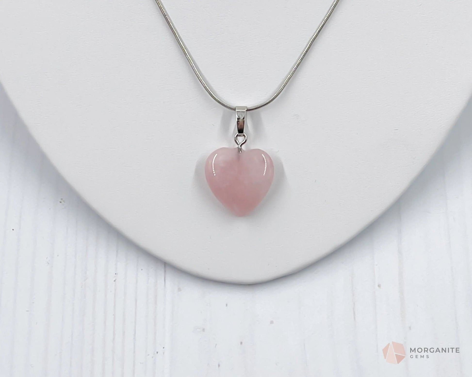 Heart Shaped Rose Quartz Pendant Necklace-Morganite Gems