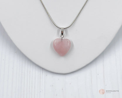 Heart Shaped Rose Quartz Pendant Necklace-Morganite Gems