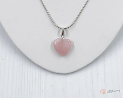 Heart Shaped Rose Quartz Pendant Necklace-Morganite Gems