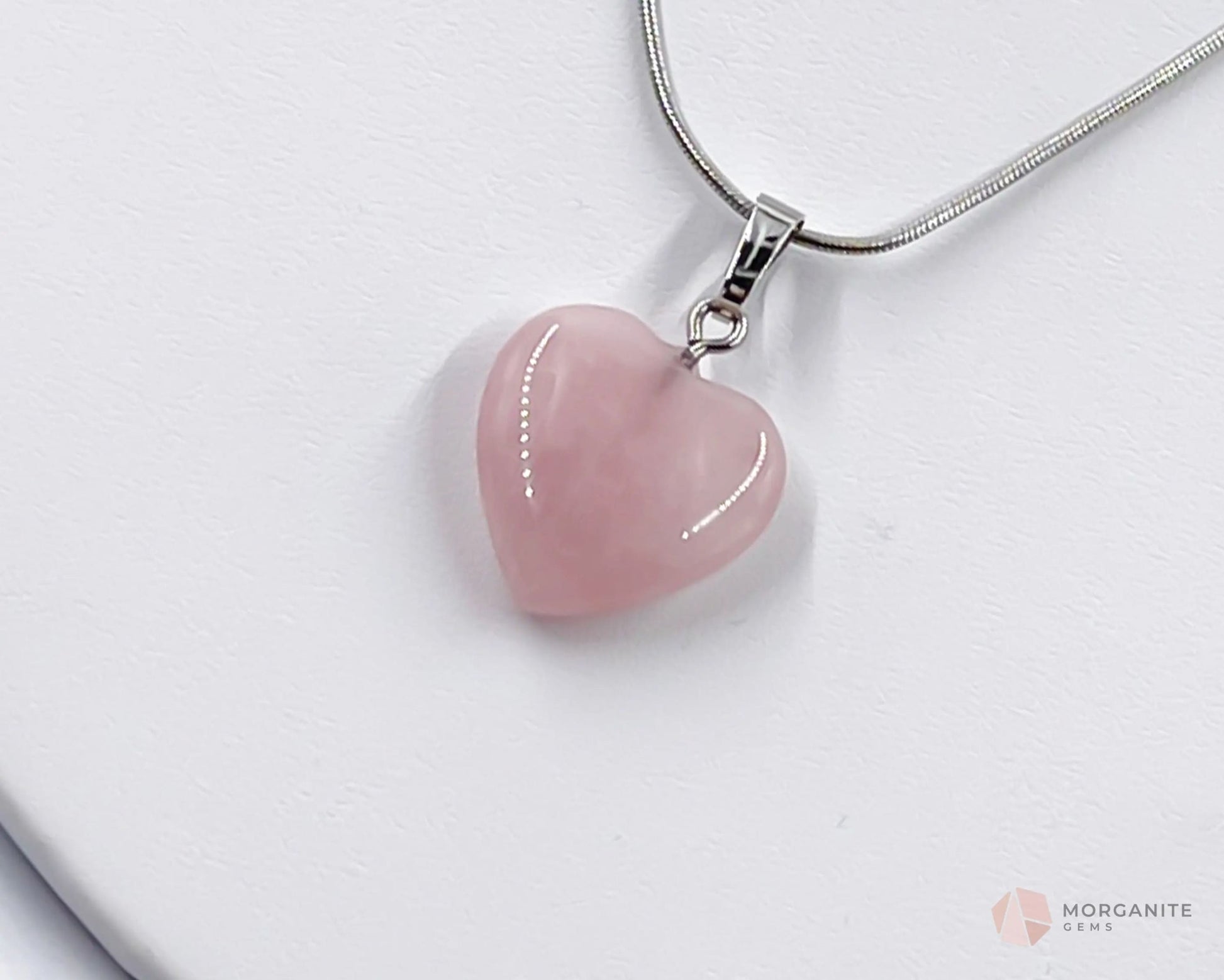 Heart Shaped Rose Quartz Pendant Necklace-Morganite Gems