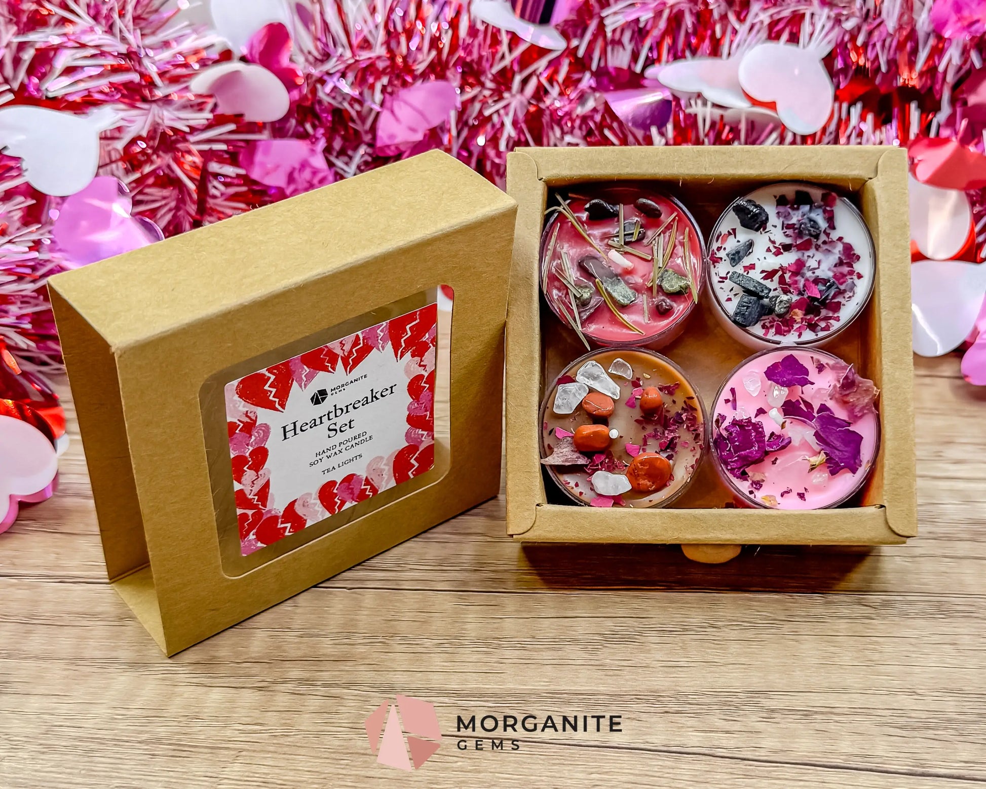 Heartbreaker Tea Light Candle Set | Bold Valentine Soy Tea Lights | Deep & Dramatic Gift Set - Container Candles